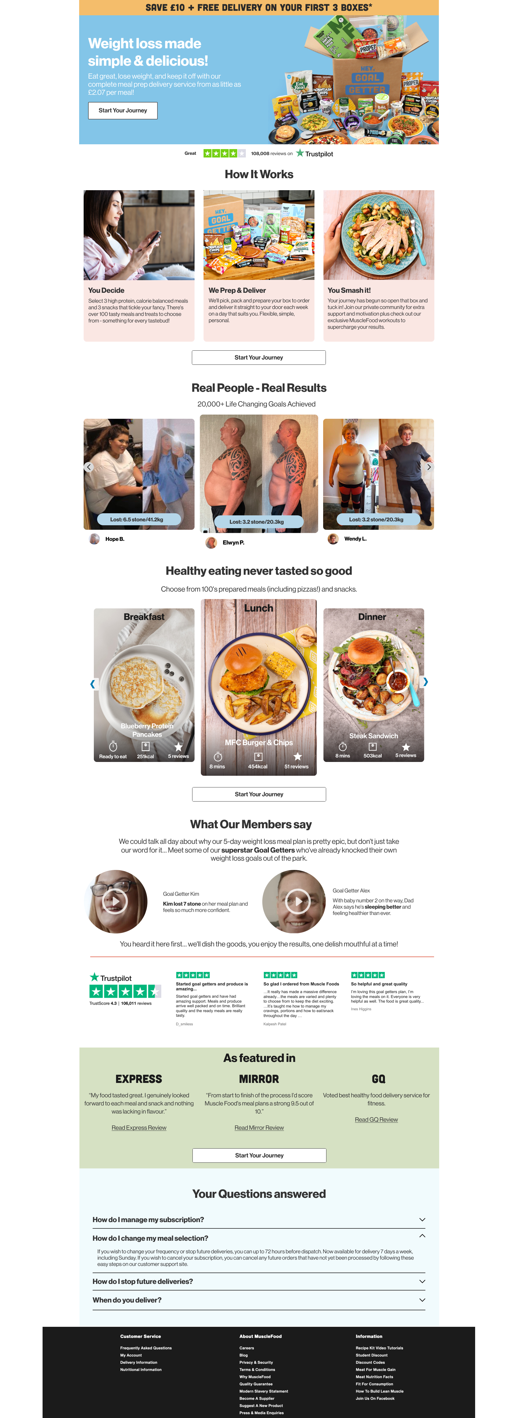 Personalisedmeal plans landing page