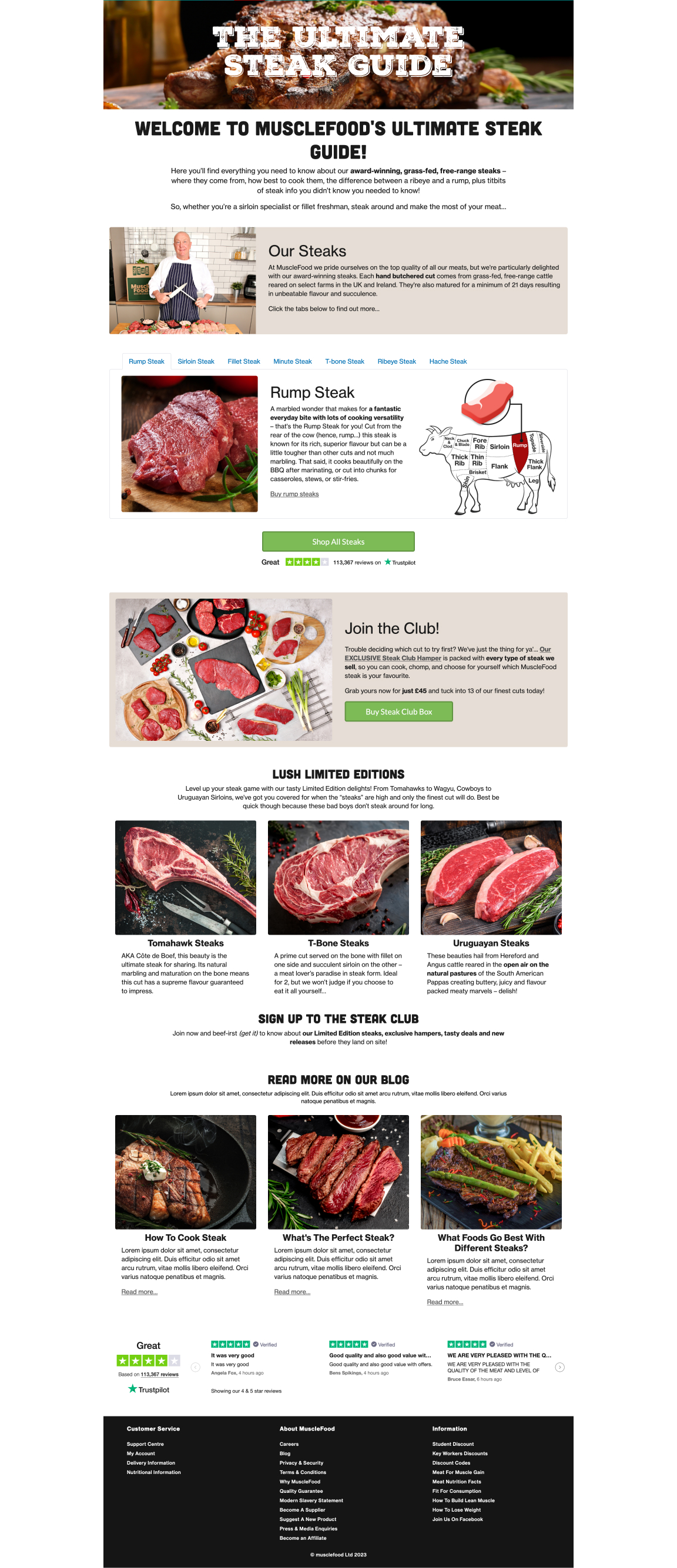 Ultimate Steak Guide web page